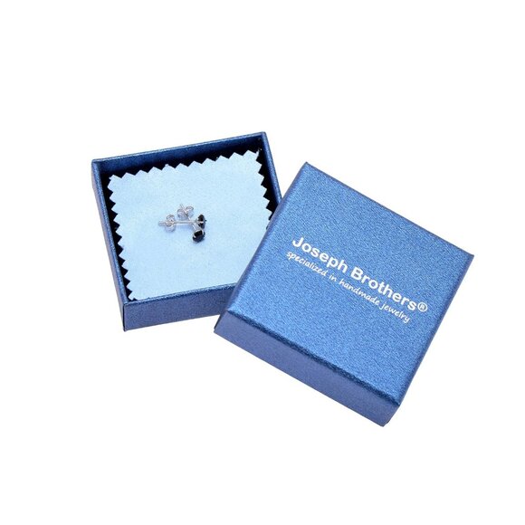 Black 4mm Sterling Silver Cubic Zirconia Stud Earrings for Women & Men - Picture 6 of 6